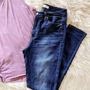 High waist curvy skinny long jeans